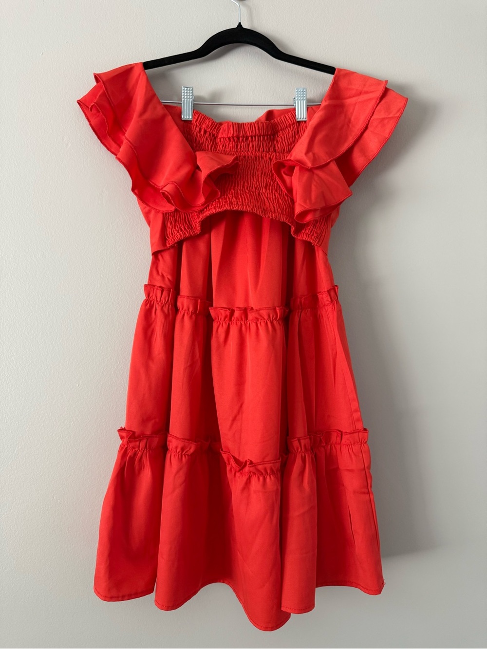 Bright orange Ruffle Knot-Front Dress - Picture 3 of 4